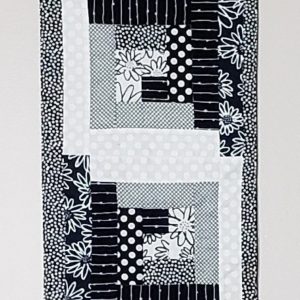 Table Runner #1 Black & White Log Cabin 11"x44.5"