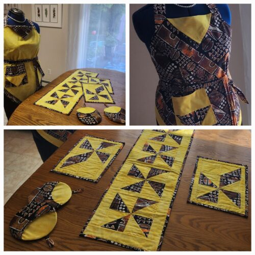 #23-00-00 Table Runner, 2 Placemats, Reversible Apron & 2 Potholders set - Image 2